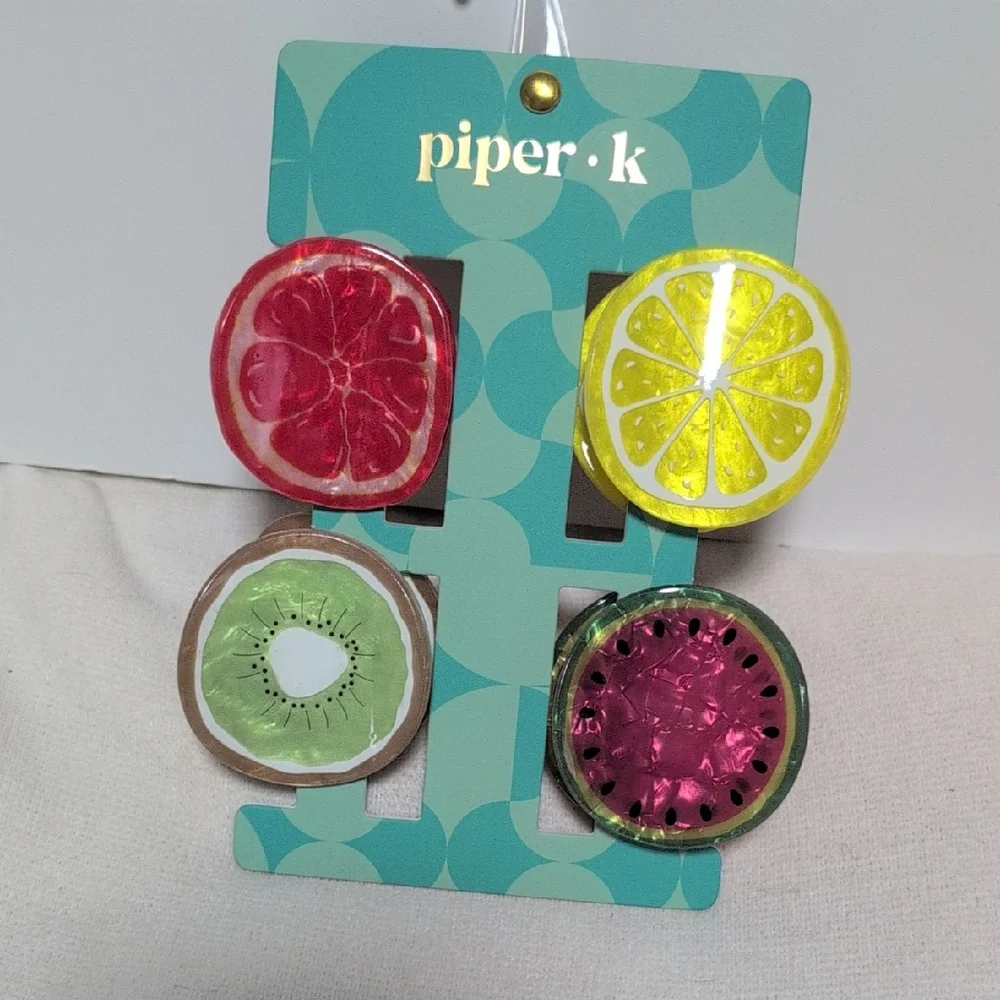 Piper K Fruit-Themed Hair Clip Set